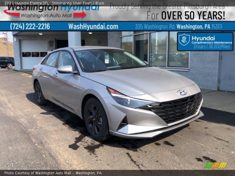 Shimmering Silver Pearl / Black 2021 Hyundai Elantra SEL