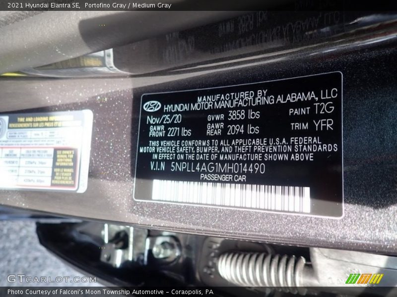 Portofino Gray / Medium Gray 2021 Hyundai Elantra SE