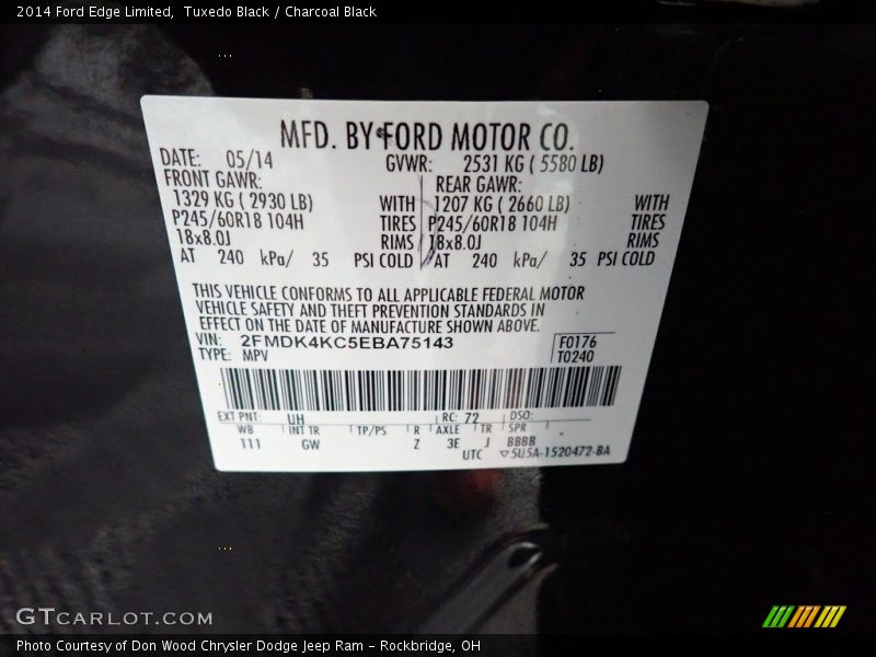 Tuxedo Black / Charcoal Black 2014 Ford Edge Limited