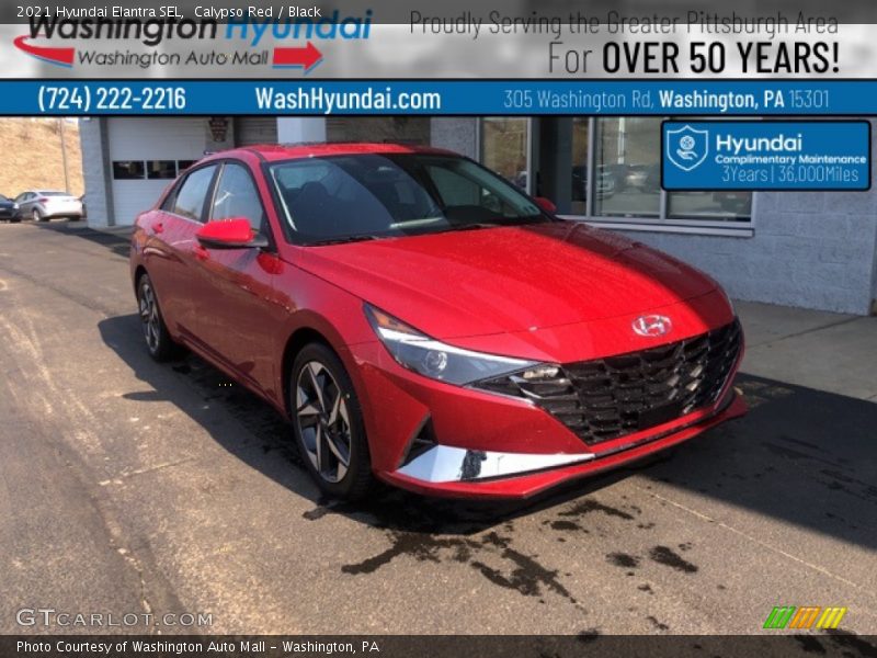 Calypso Red / Black 2021 Hyundai Elantra SEL