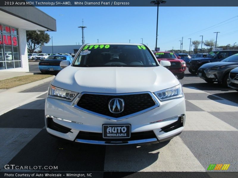 White Diamond Pearl / Espresso 2019 Acura MDX Technology SH-AWD