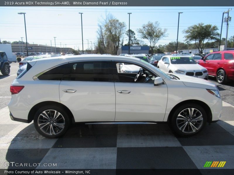 White Diamond Pearl / Espresso 2019 Acura MDX Technology SH-AWD