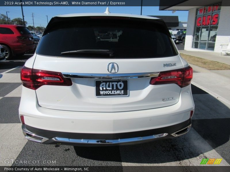 White Diamond Pearl / Espresso 2019 Acura MDX Technology SH-AWD