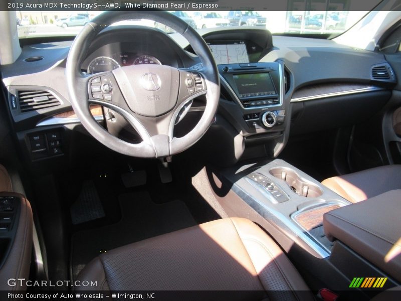 White Diamond Pearl / Espresso 2019 Acura MDX Technology SH-AWD