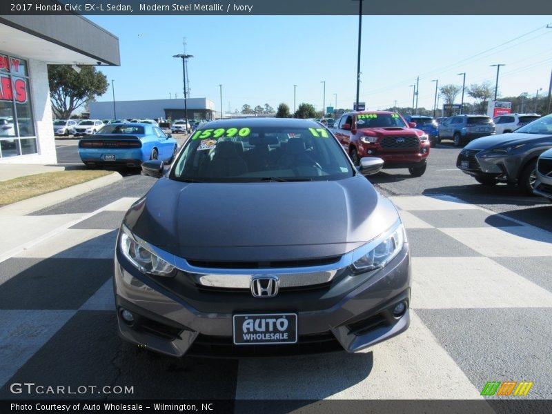 Modern Steel Metallic / Ivory 2017 Honda Civic EX-L Sedan