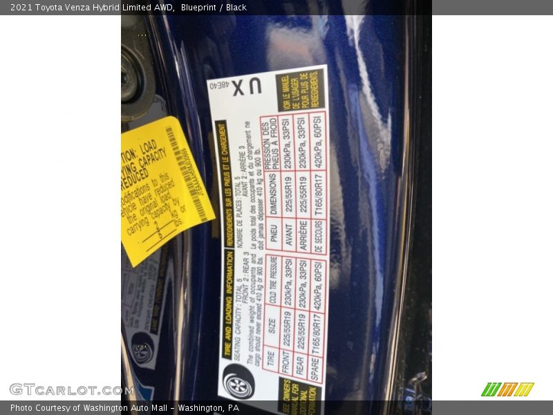 Blueprint / Black 2021 Toyota Venza Hybrid Limited AWD