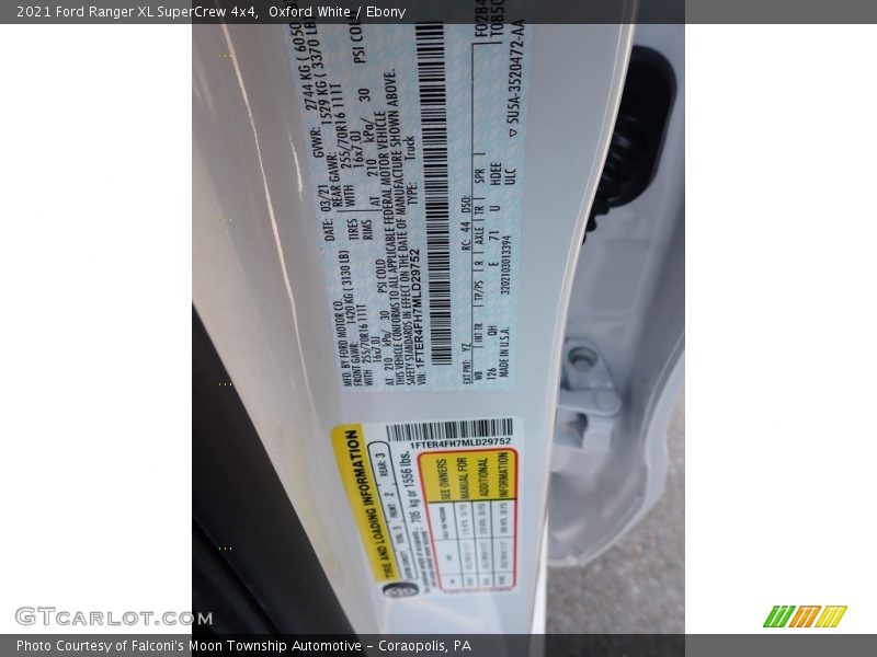 Oxford White / Ebony 2021 Ford Ranger XL SuperCrew 4x4