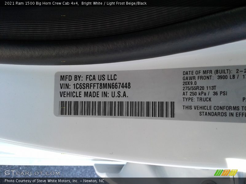 Bright White / Light Frost Beige/Black 2021 Ram 1500 Big Horn Crew Cab 4x4