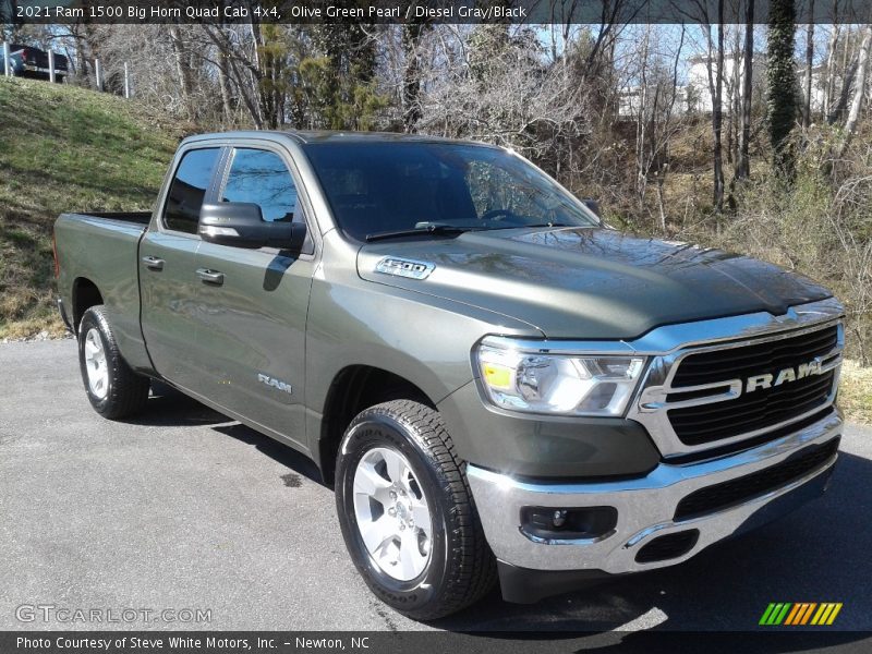 Olive Green Pearl / Diesel Gray/Black 2021 Ram 1500 Big Horn Quad Cab 4x4