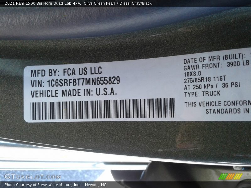 Olive Green Pearl / Diesel Gray/Black 2021 Ram 1500 Big Horn Quad Cab 4x4