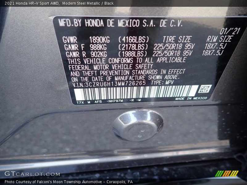 Modern Steel Metallic / Black 2021 Honda HR-V Sport AWD