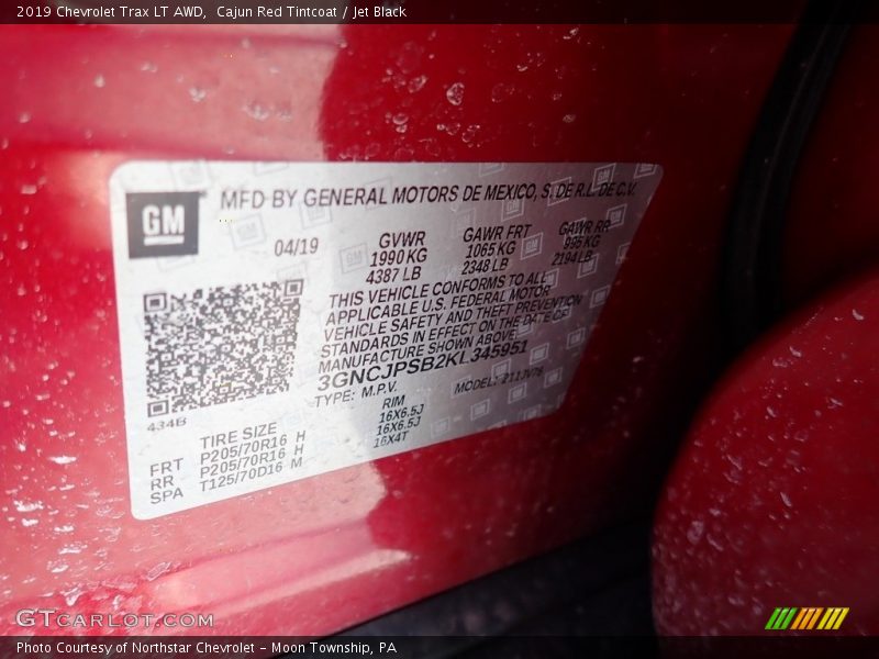 Cajun Red Tintcoat / Jet Black 2019 Chevrolet Trax LT AWD