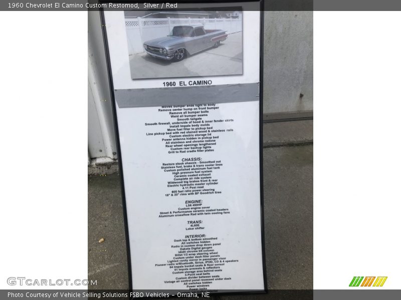 Silver / Red 1960 Chevrolet El Camino Custom Restomod