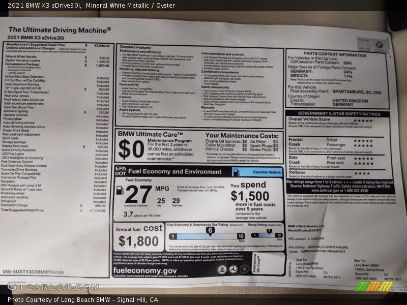 Mineral White Metallic / Oyster 2021 BMW X3 sDrive30i