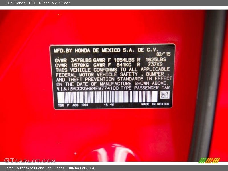 Milano Red / Black 2015 Honda Fit EX