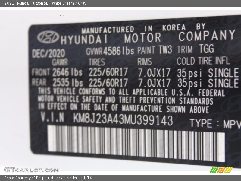 White Cream / Gray 2021 Hyundai Tucson SE
