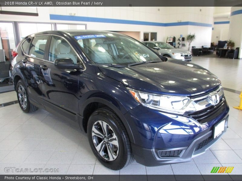 Obsidian Blue Pearl / Ivory 2018 Honda CR-V LX AWD