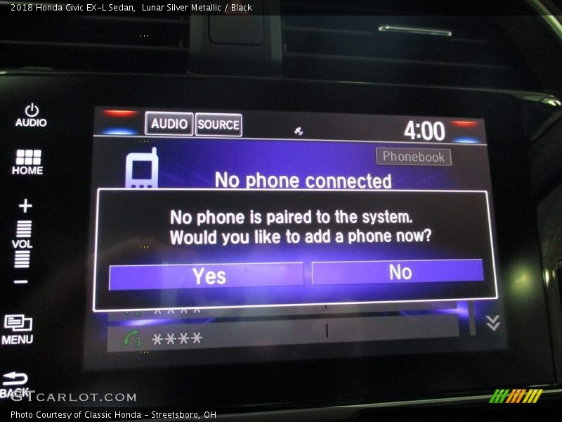 Lunar Silver Metallic / Black 2018 Honda Civic EX-L Sedan