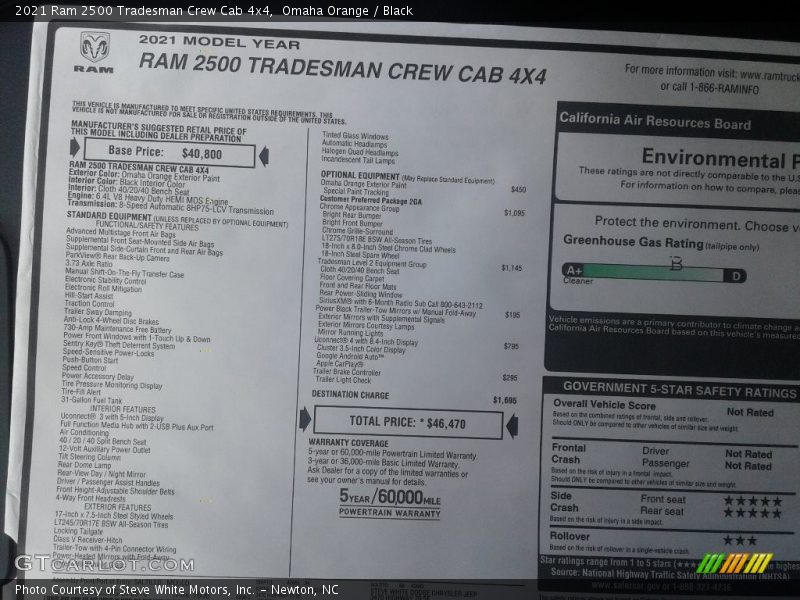 Omaha Orange / Black 2021 Ram 2500 Tradesman Crew Cab 4x4