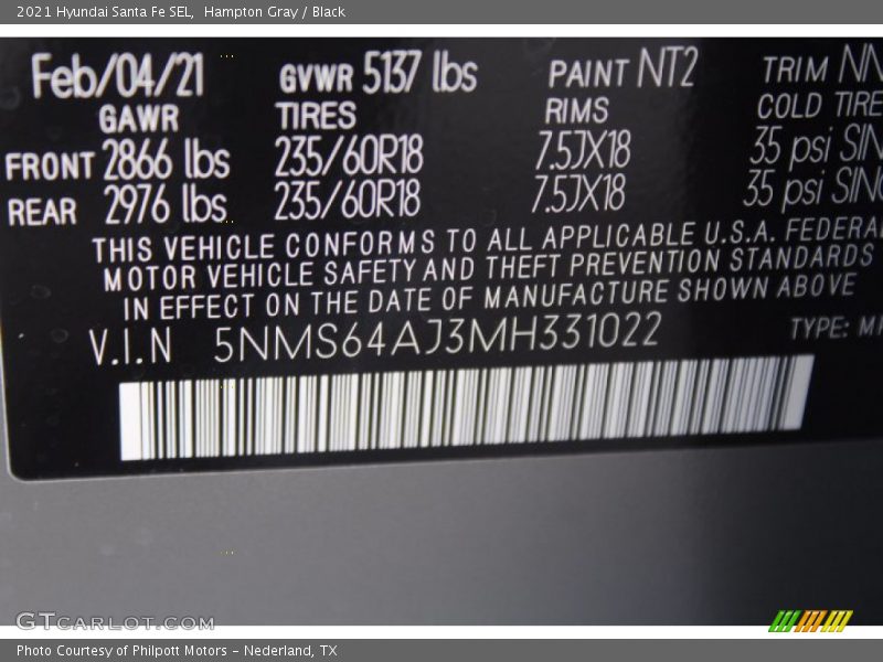 Hampton Gray / Black 2021 Hyundai Santa Fe SEL