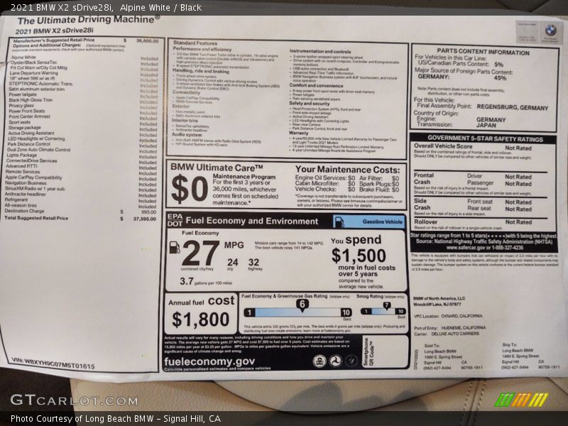 Alpine White / Black 2021 BMW X2 sDrive28i