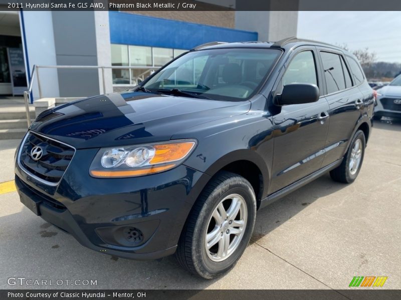 Phantom Black Metallic / Gray 2011 Hyundai Santa Fe GLS AWD