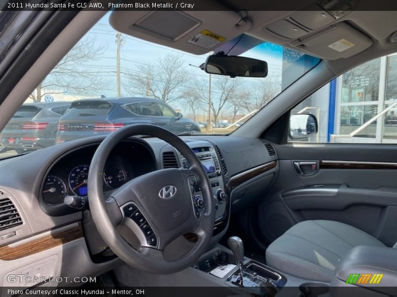Phantom Black Metallic / Gray 2011 Hyundai Santa Fe GLS AWD