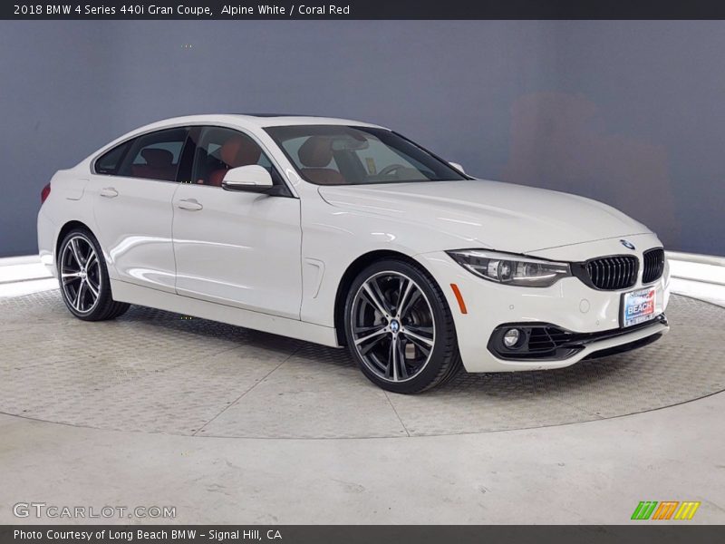 Alpine White / Coral Red 2018 BMW 4 Series 440i Gran Coupe