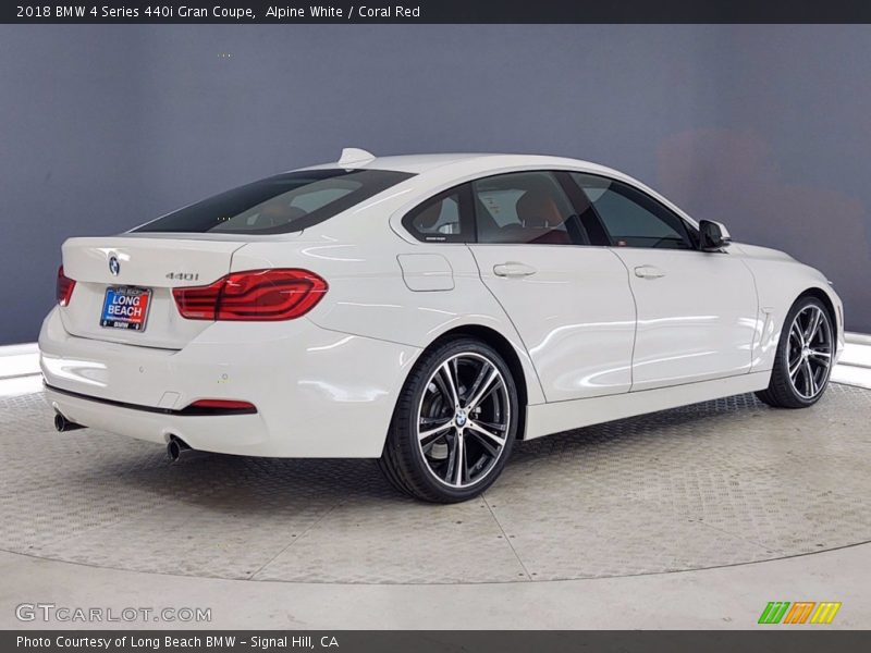 Alpine White / Coral Red 2018 BMW 4 Series 440i Gran Coupe