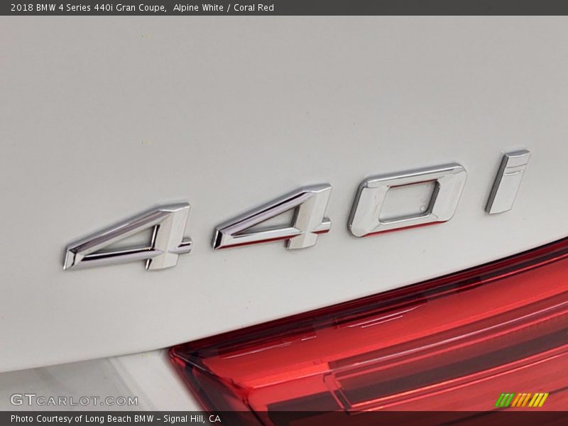 Alpine White / Coral Red 2018 BMW 4 Series 440i Gran Coupe