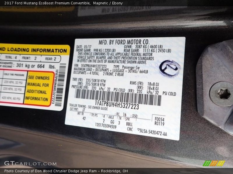 Magnetic / Ebony 2017 Ford Mustang EcoBoost Premium Convertible
