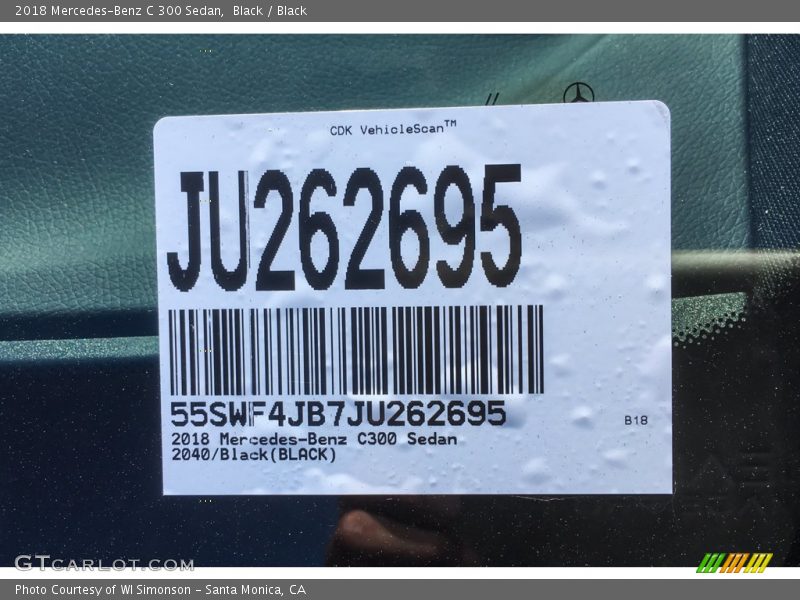 Black / Black 2018 Mercedes-Benz C 300 Sedan