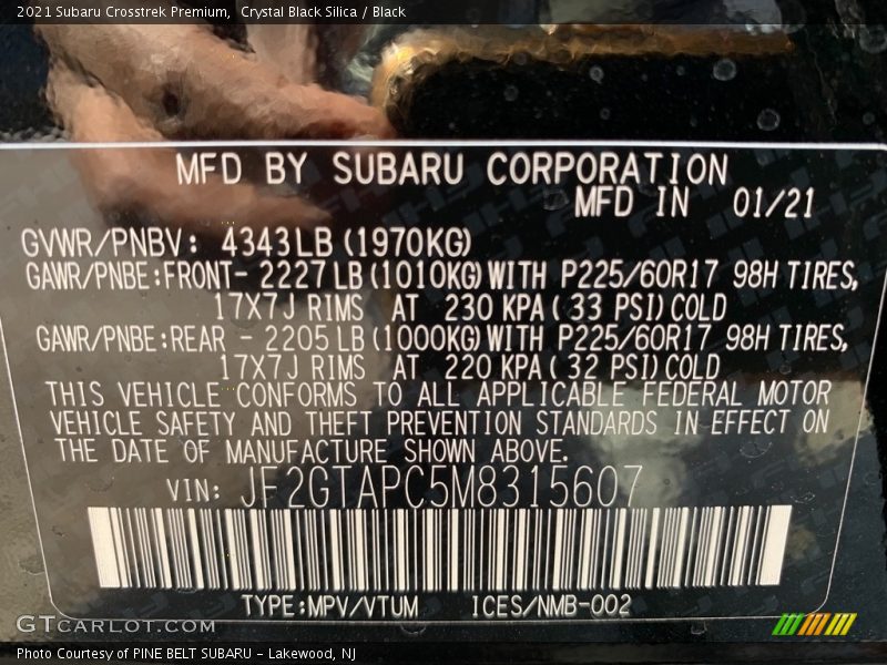 Crystal Black Silica / Black 2021 Subaru Crosstrek Premium