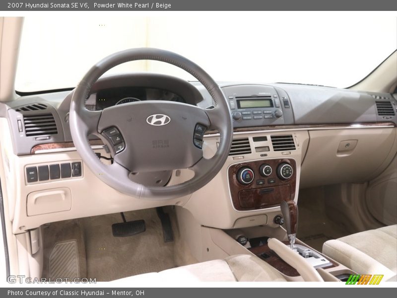 Powder White Pearl / Beige 2007 Hyundai Sonata SE V6