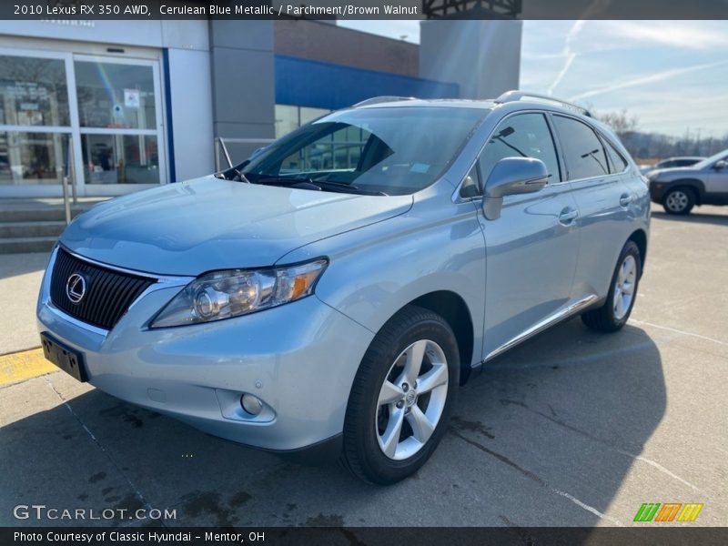 Cerulean Blue Metallic / Parchment/Brown Walnut 2010 Lexus RX 350 AWD