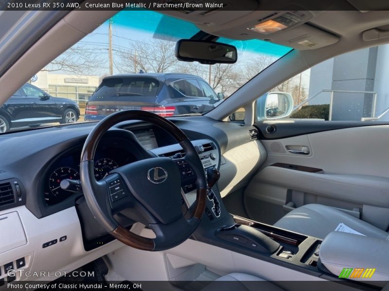 Cerulean Blue Metallic / Parchment/Brown Walnut 2010 Lexus RX 350 AWD
