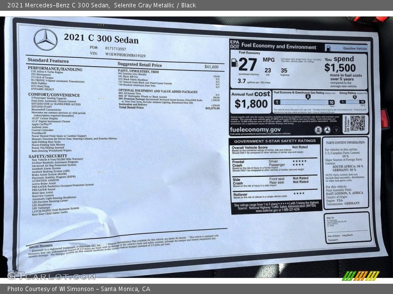Selenite Gray Metallic / Black 2021 Mercedes-Benz C 300 Sedan