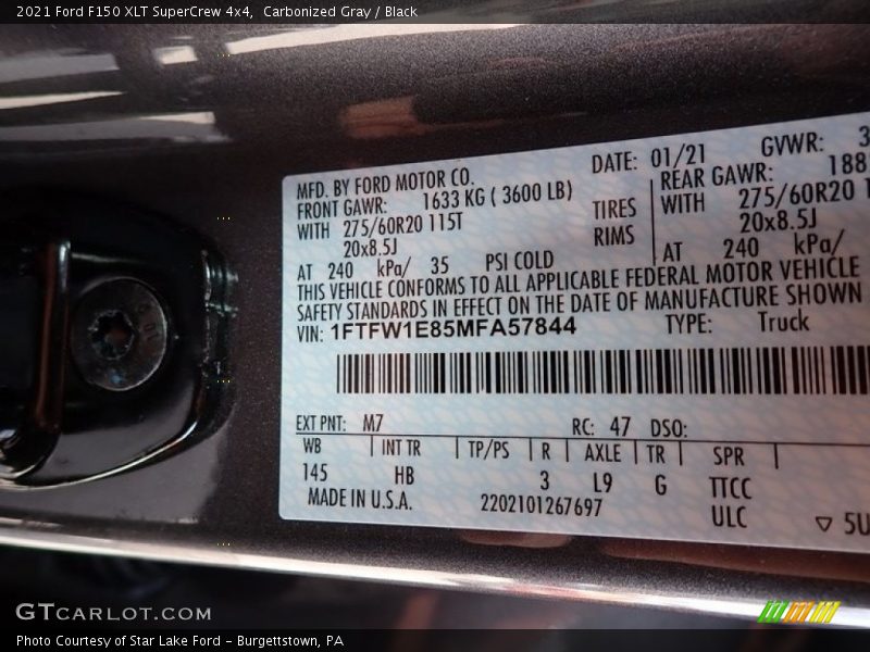Carbonized Gray / Black 2021 Ford F150 XLT SuperCrew 4x4