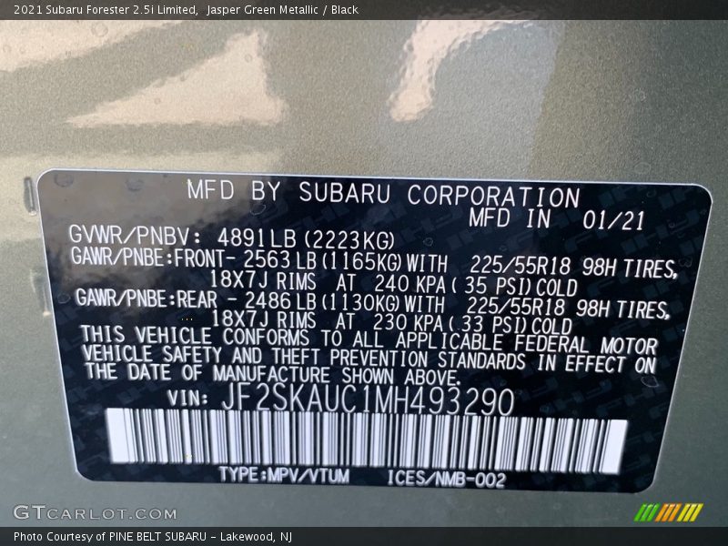 Jasper Green Metallic / Black 2021 Subaru Forester 2.5i Limited