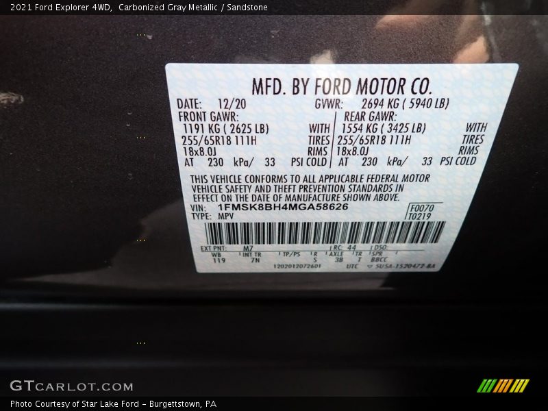 Carbonized Gray Metallic / Sandstone 2021 Ford Explorer 4WD
