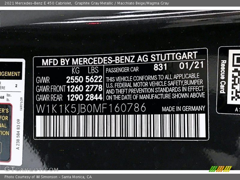 Graphite Gray Metallic / Macchiato Beige/Magma Gray 2021 Mercedes-Benz E 450 Cabriolet