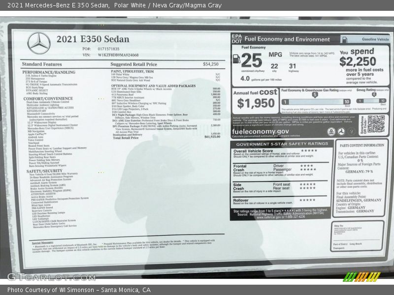 Polar White / Neva Gray/Magma Gray 2021 Mercedes-Benz E 350 Sedan