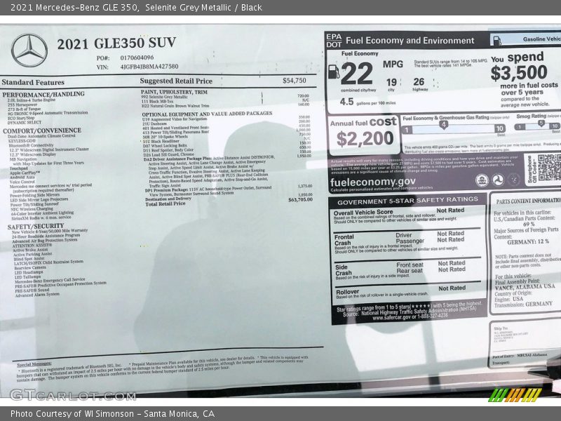 Selenite Grey Metallic / Black 2021 Mercedes-Benz GLE 350