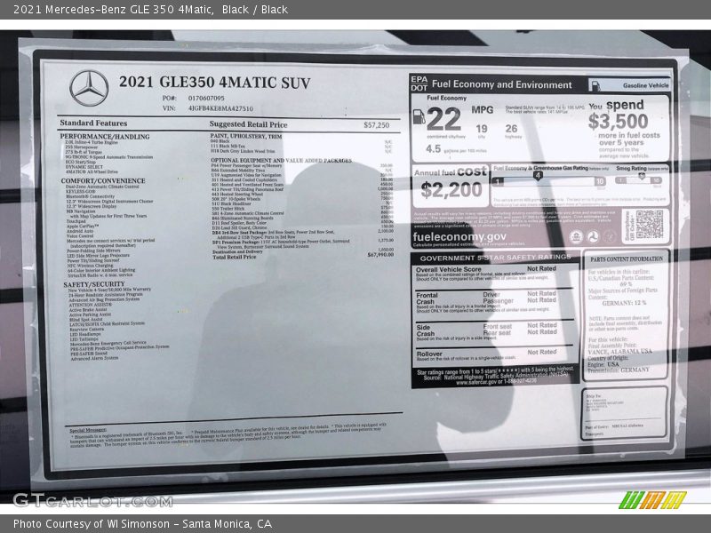 Black / Black 2021 Mercedes-Benz GLE 350 4Matic