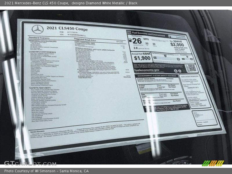 designo Diamond White Metallic / Black 2021 Mercedes-Benz CLS 450 Coupe