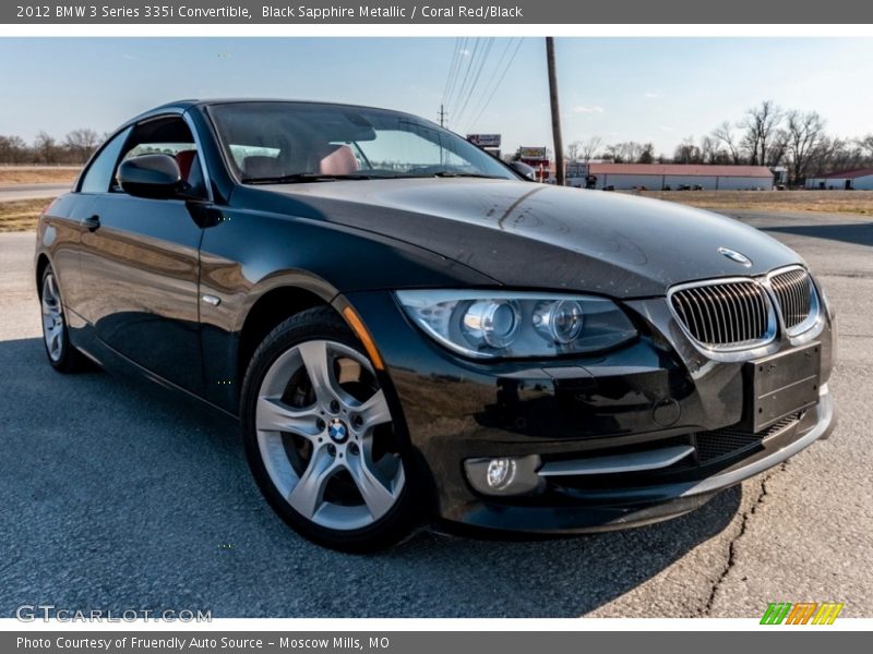 Black Sapphire Metallic / Coral Red/Black 2012 BMW 3 Series 335i Convertible