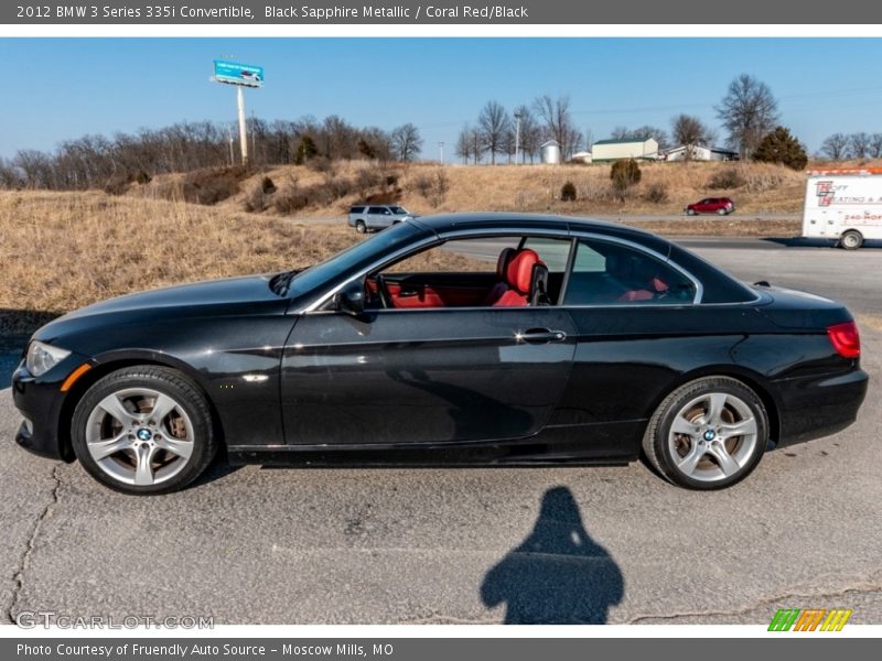 Black Sapphire Metallic / Coral Red/Black 2012 BMW 3 Series 335i Convertible