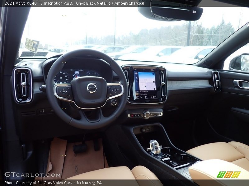 Onyx Black Metallic / Amber/Charcoal 2021 Volvo XC40 T5 Inscription AWD