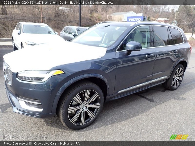 Denim Blue Metallic / Blonde/Charcoal 2021 Volvo XC90 T6 AWD Inscription