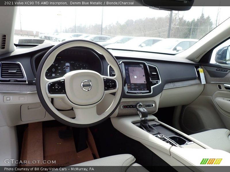 Denim Blue Metallic / Blonde/Charcoal 2021 Volvo XC90 T6 AWD Inscription